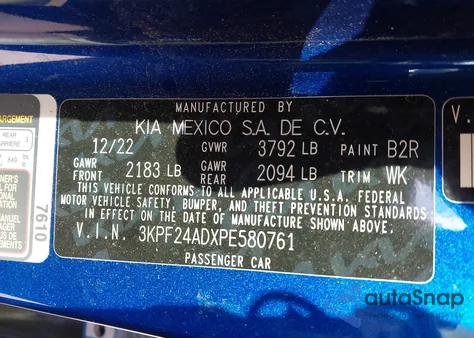 2023 Kia Forte Lxs z USA, uszkodzony, nr VIN 3KPF24ADXPE580761